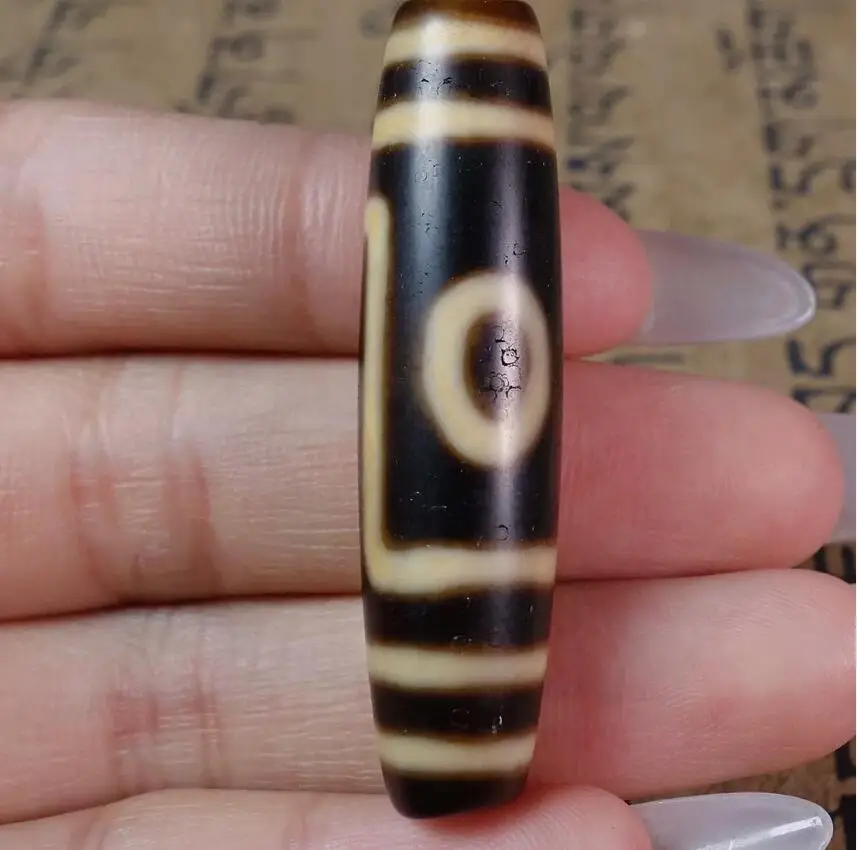 Ancient Tibetan DZI Beads Old Agate 1 Eye Mountain Totem Amulet Pendant GZI#3541