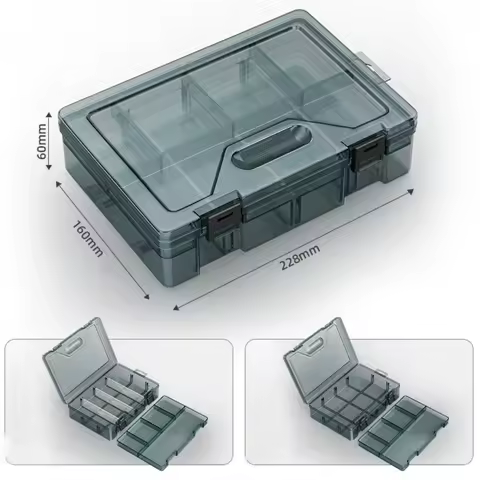 Thickened Plastic Tool Parts Box Drill Bit Accessories Transparent Screw Storage Box Removable Grid Multifunction