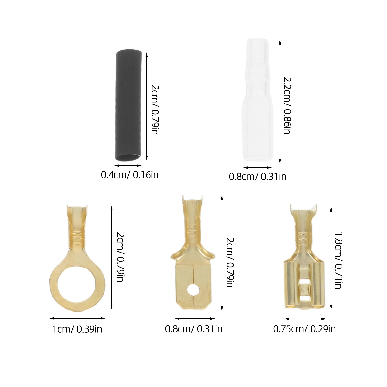 1050Pcs Brass Insulated Crimp Terminals Kit Quick Disconnect Male Female Wire Connectors Heat Shrink Tube Electrical Spade