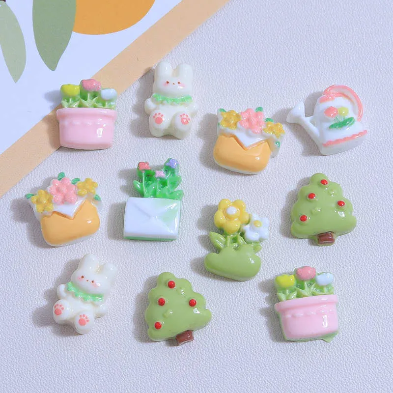 20Pcs Kawaii Cartoon Garden Resin DIY Cream Glue Shoes Hat Icebox Barrette Mobile Phone Case Scrapbook Flat Back Patch