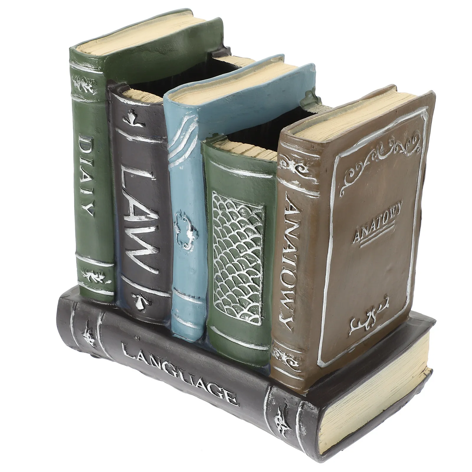 

Подставка для ручек из смолы в форме книги, настольный органайзер, многофункциональный контейнер для карандашей и канцелярских принадлежностей, винтажные аксессуары для дома и офиса