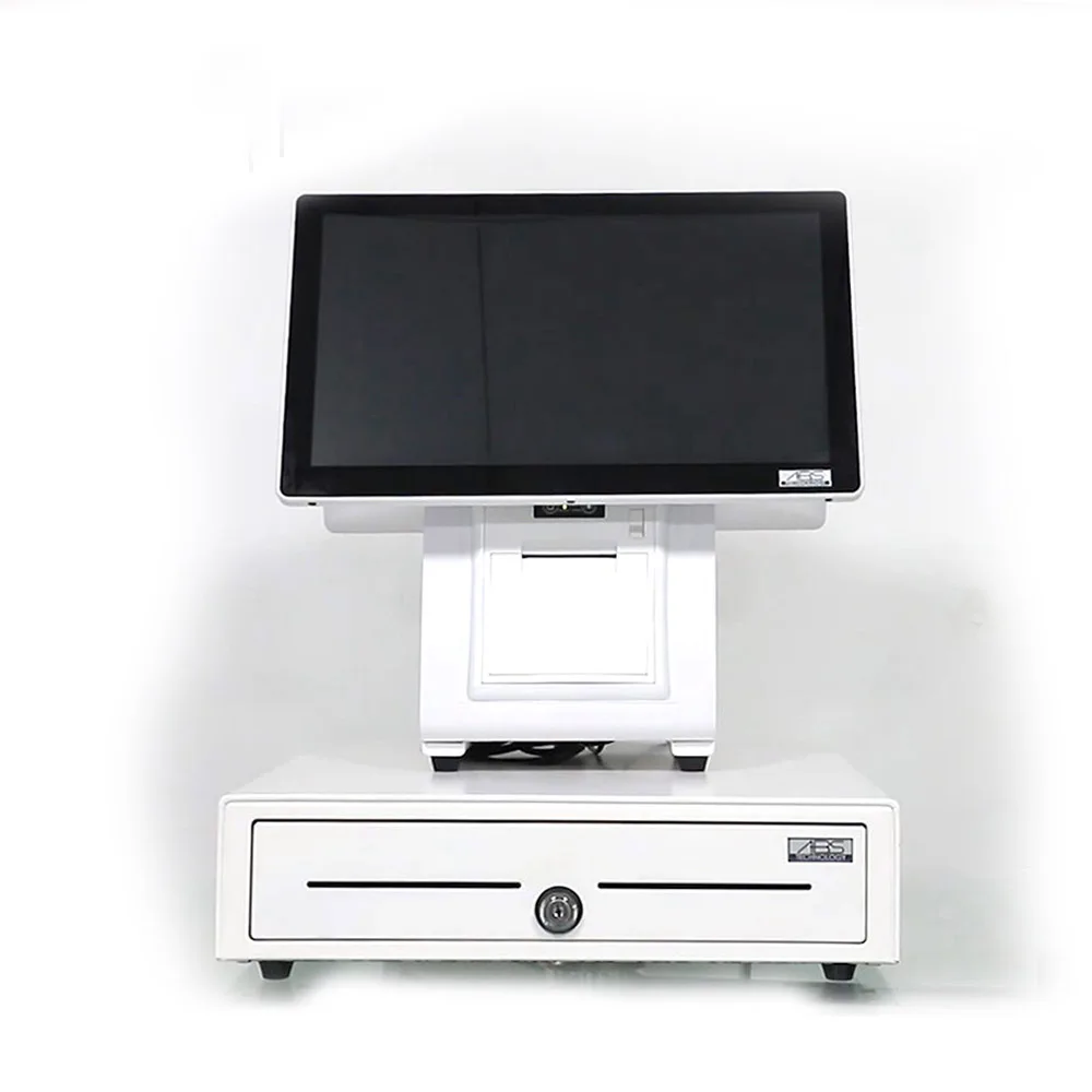 High-Performance 15-Inch POS System with Dual Screen Square POS Register J1900 Windows Cash Register POS