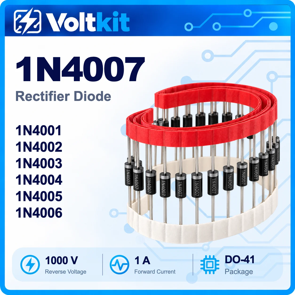 100PCS 1N4007 DO-41 SMA 1A 1000V Rectifier Diode New Original In Stock Wholesale