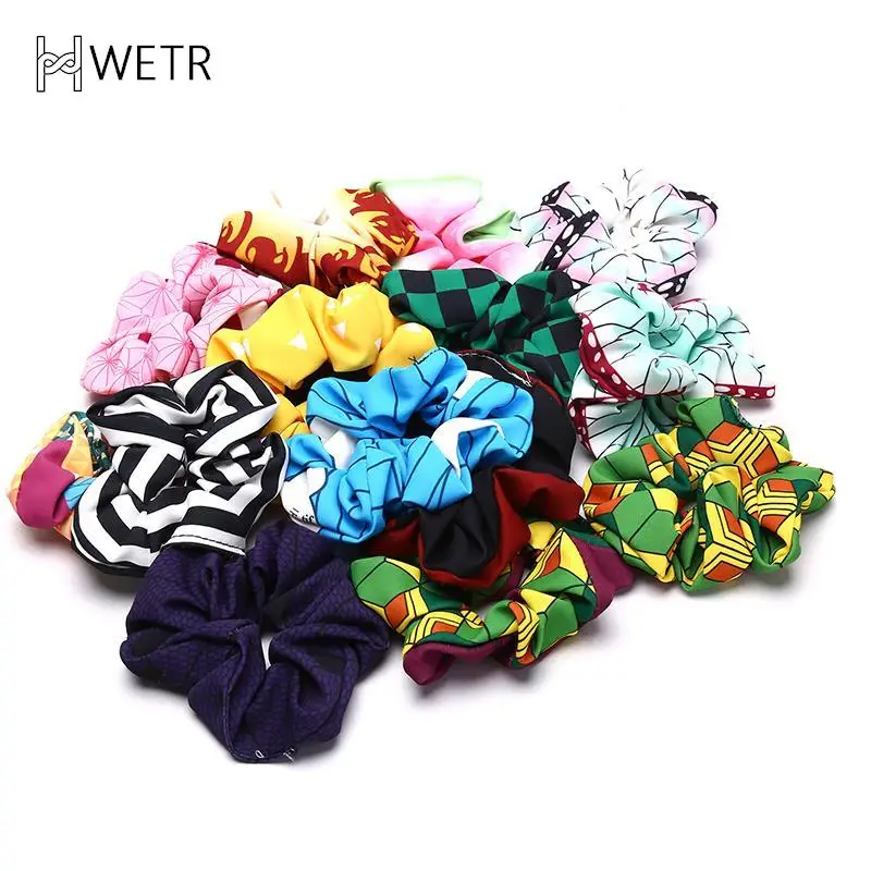 2021 Fashion Demon Slayer: Kimetsu No Yaiba Scrunchie Elastic Handmade HeadBands Hair Band Rope Clip Headdress