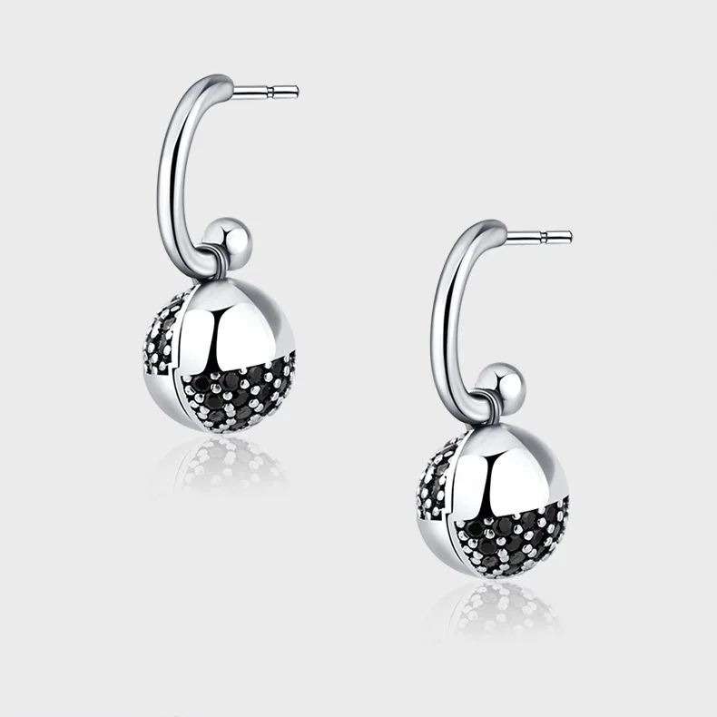 

Metal Wishing Ball 925 Sterling Silver Stud Earrings Heavy Industry Zircon High-end Earrings And Earrings Daily Wear Jewelry