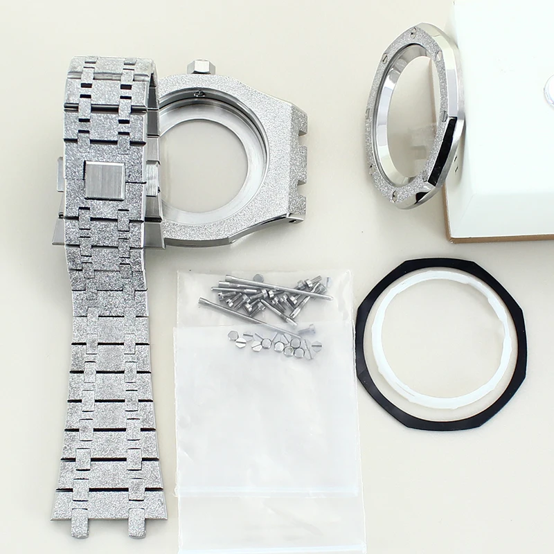 41mm Star Sand Octagon Watch Case Strap Parts For Seiko nh35 nh36 nh34/38 Movement 28.5mm Dial With Chapter Rings Sapphire Glas