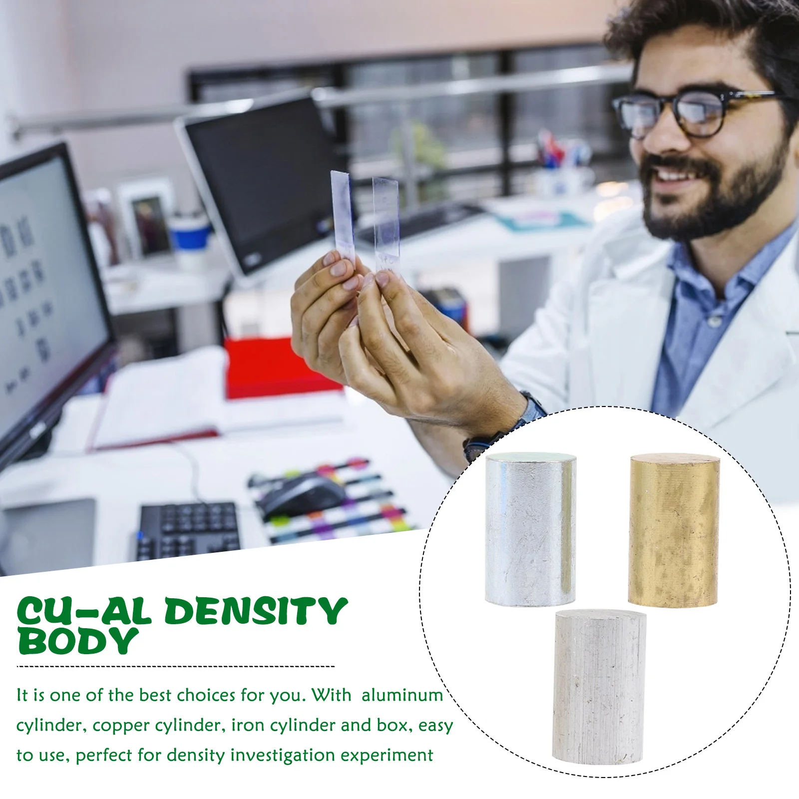 

1 set Physics Density Iron Aluminum Cylinder 32x20mm Experiment Metal Set Lightweight Portable Storage Convenience