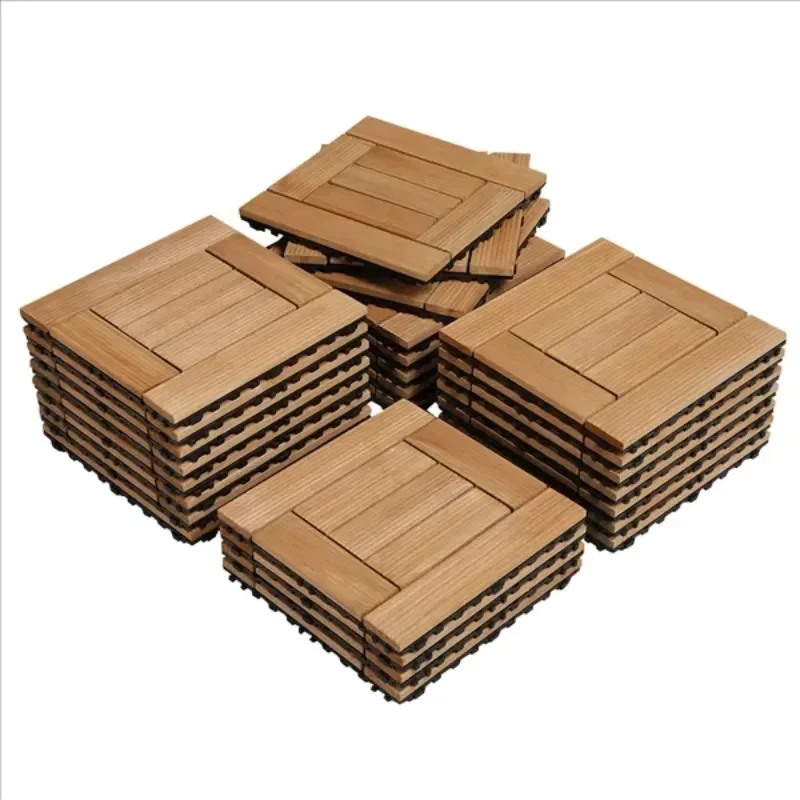 

27pcs Indoor & Outdoor Wood Flooring Tiles for Patio Garden, 12" x 12", Natural Wood