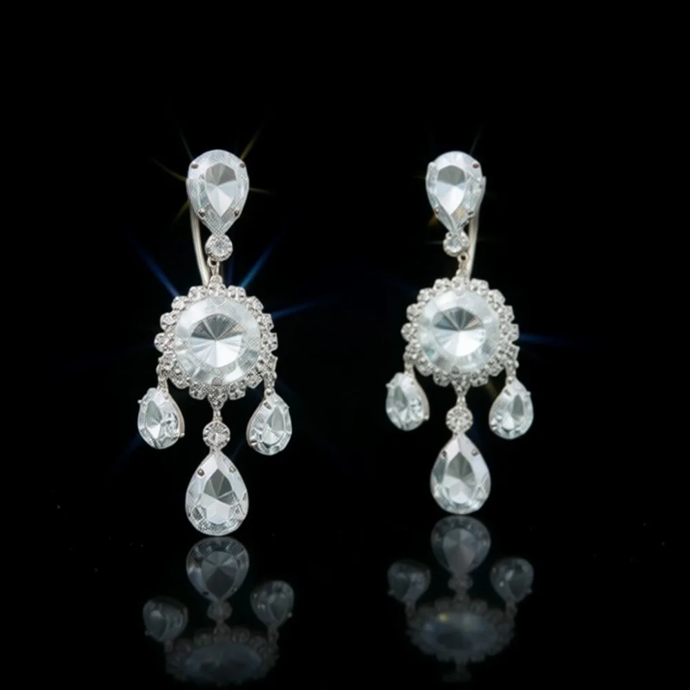 

Серебряные серьги-подвески с кристаллами в виде люстры для свадьбы, выпускного вечера, торжественных мероприятий, подарок для женщин