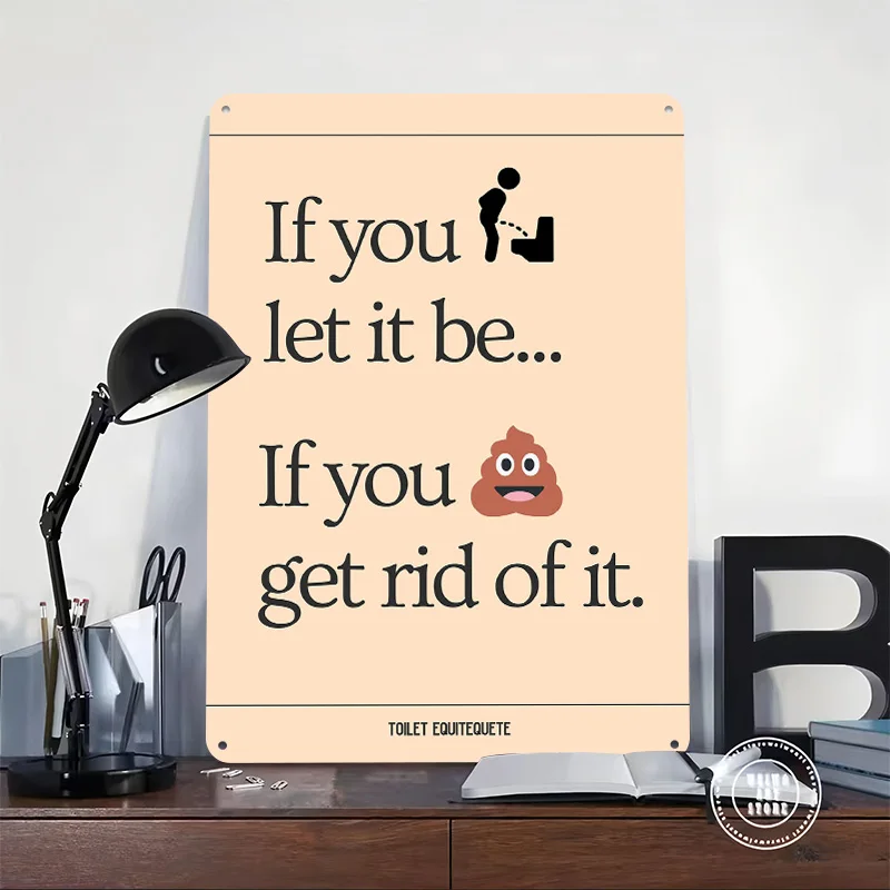 Toilet Etiquette – Funny Bathroom Quote Poster Retro 3D Printed Metal Signs Customized Wall Hanging Gift for Bar Accessories