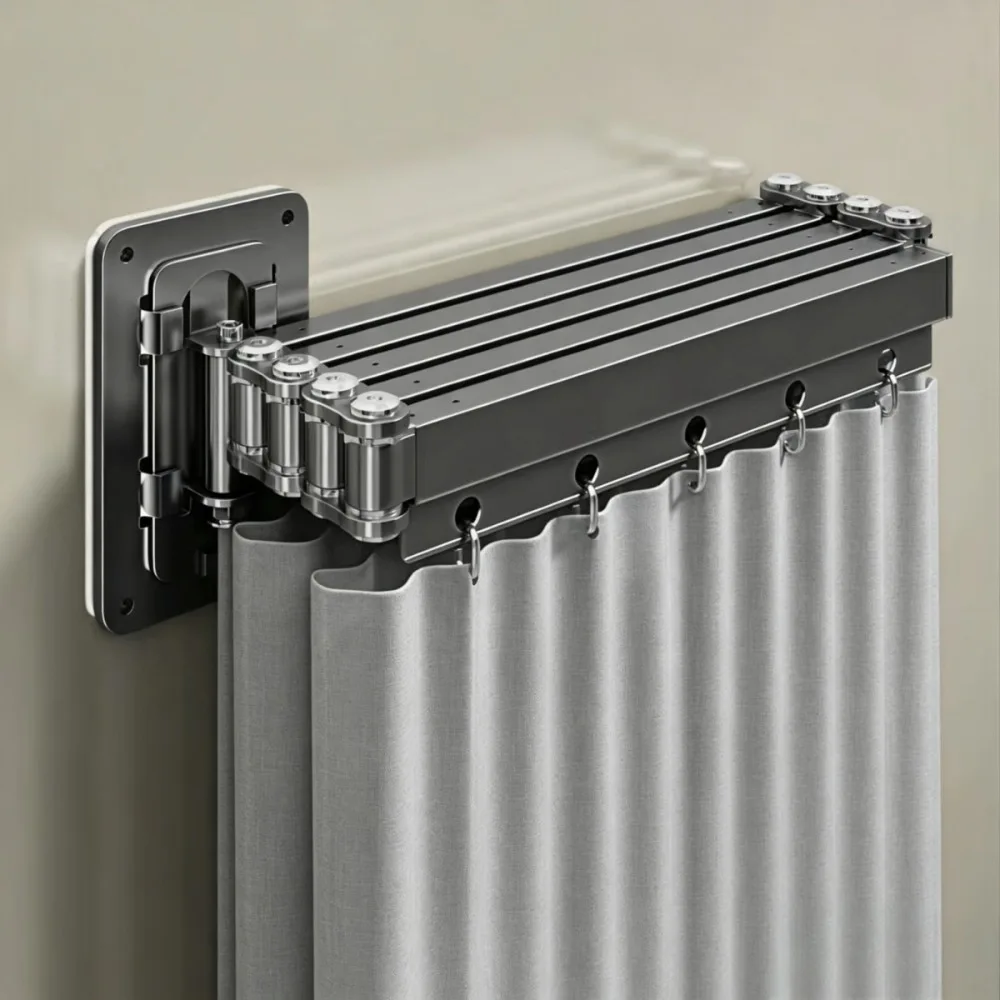 Invisible Fold‑Away Waterproof Bath Curtain Heavy‑Duty Adhesive Bathroom Divider For Shower Space Dry‑Wet Separation Setup