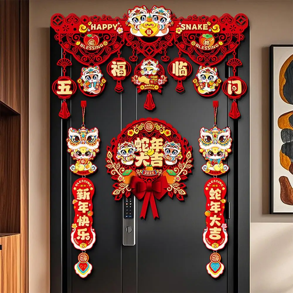 סיני שנה חדשה 3d couplts 2025 פסטיבל האביב דלת תליית תליוני את השנה של דלת נחש מדבקות קיר מסיבה בבית