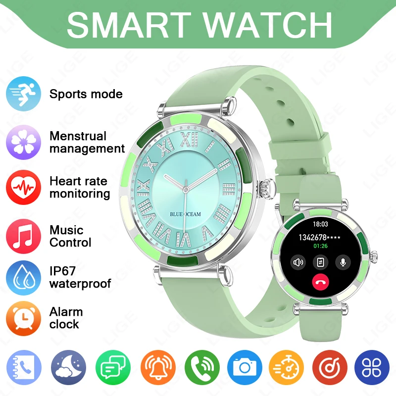 

2026 LIGE New Smart Watch Women Bluetooth Call Custom Watches Dial Heart Rate Sleep Health Monitor Waterproof Ladies smart watch