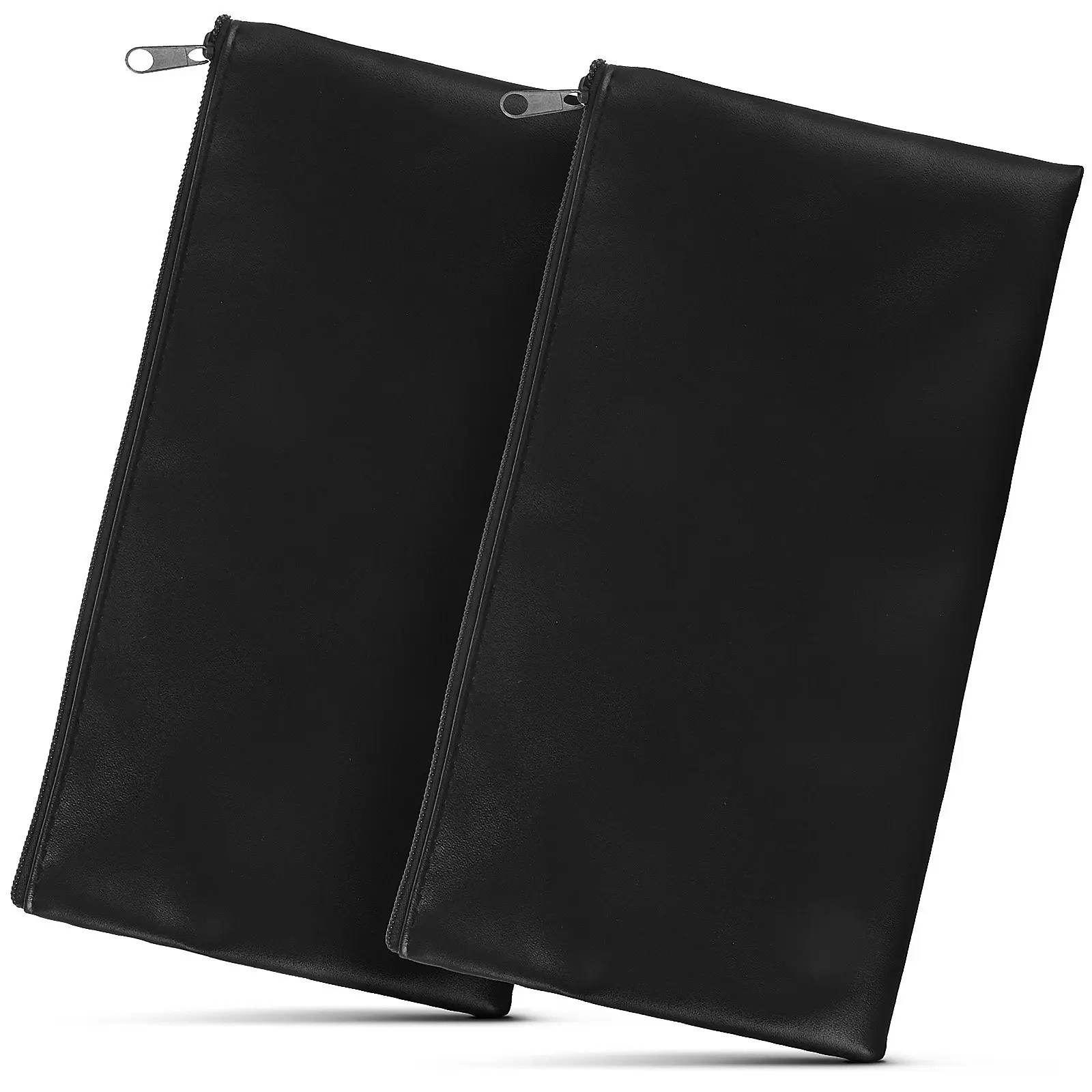 

2Pcs Money Bag PU Textured Zipper Cash Wallet Pouch Receipt Coin Holder for Travel Shopping Gifts Money Bag