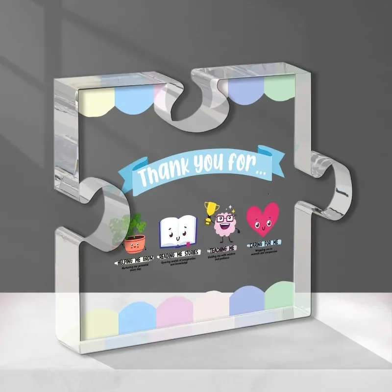 Teacher Appreciation Gifts Puzzle Acrylic Plaque, Inspirational Teacher Table Decor for Graduation Birthday Retirement, Women Me
