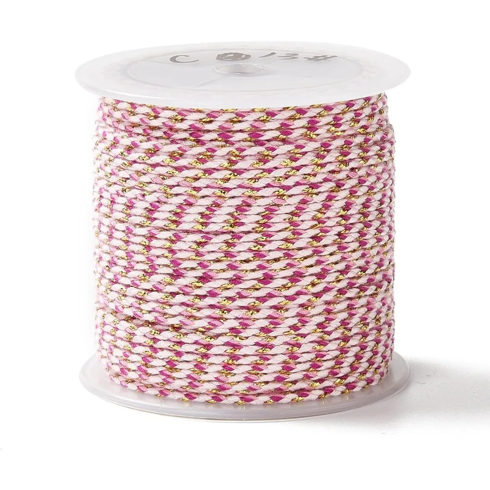 1 Roll 21.8 Yards(20m) 1.5mm 4-Ply Polycotton Cord Bead Thread with Gold Wire Stringing Materials for DIY Jewelry Making