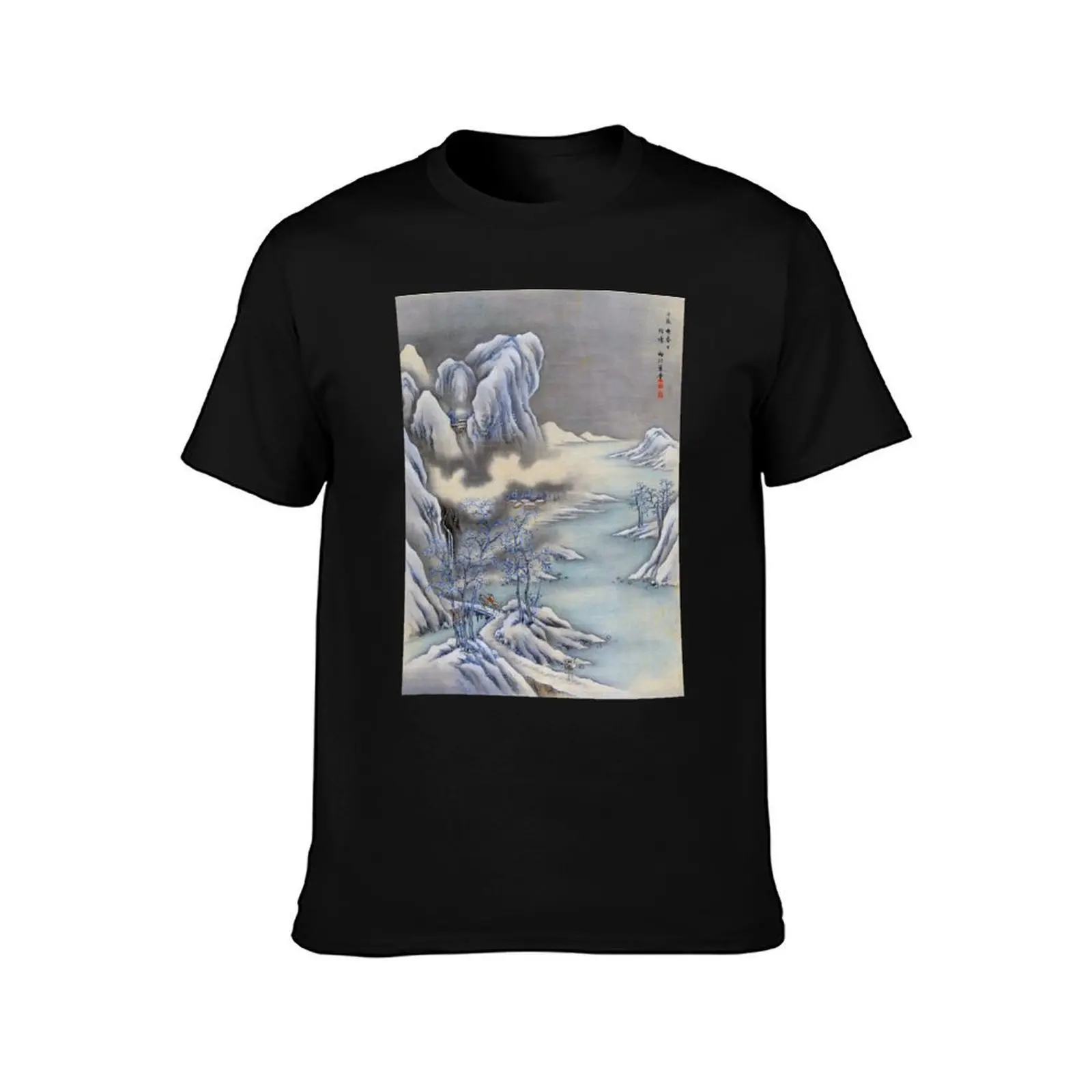 Winter Scene (Restored Japanese Artwork) T-Shirt, Summer Casual Cotton Tee, Oversized Streetwear Tops, Vintage Graphic Print