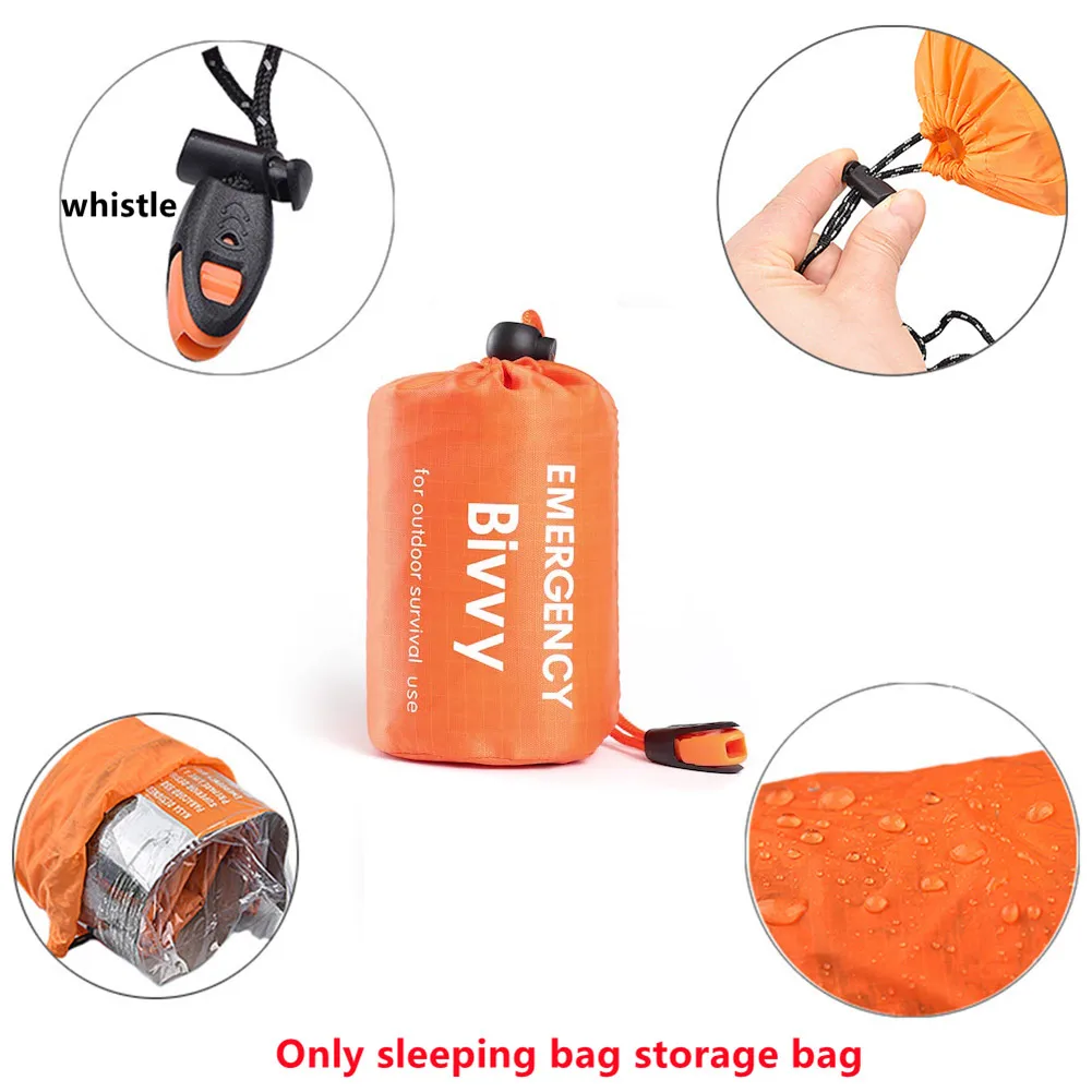 Outdoor Emergency- Survival Sleeping Bag Thermal Blanket Mylar Waterproof Reusable Sack Portable Camping Hiking Emergency- Gear