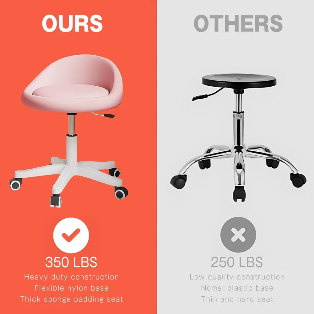 Adjustable Ergonomic Swivel Stool Set of 4 - Padded PU Leather, Quiet Wheels, Ideal for Salon and Office Use