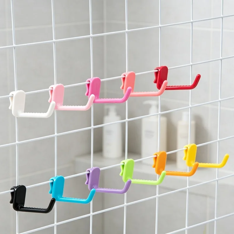 3/5/10pcs Grid Wall Hooks Multi‑Purpose Mesh Panel Hooks Supermarket Racking Wall Hanger Home Storage Organization