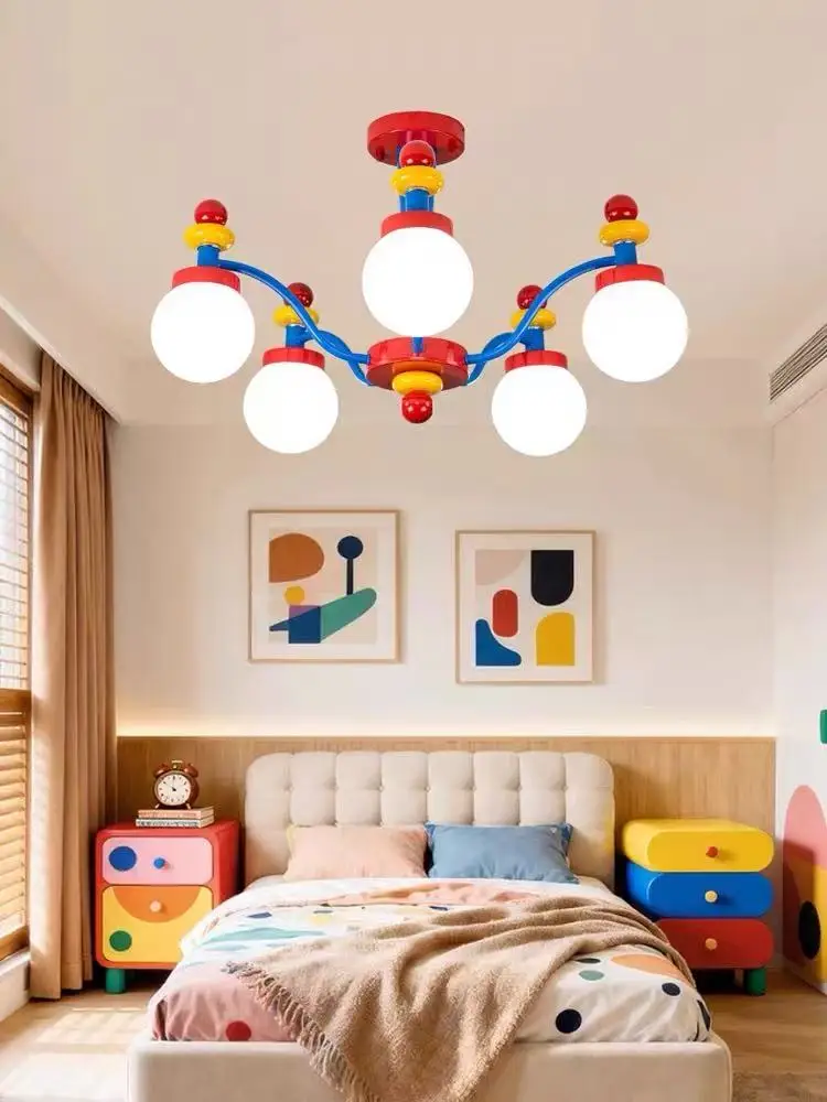 Children's Room Memphis Bedroom Light Colorful Ceiling Light Eye Protection Creative Restaurant Dopamine Male and Female Room Pe
