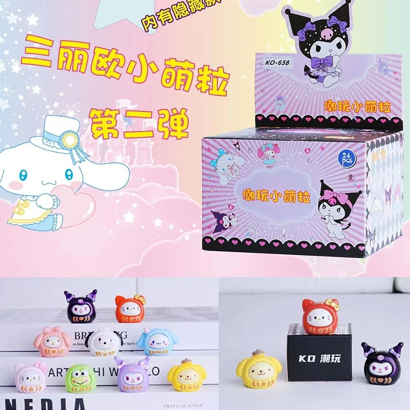 Sanrio-ミニチュアレジンの置物,色とりどりのミニチュアレジンの置物,自分でできる漫画のマイメロミクロミシンナモロール,彫像アクセサリー,車の装飾,1箱あたり24個