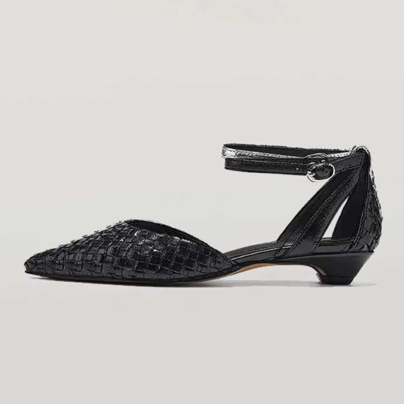 Pointed Toe Low Heels Women Elegant Sandals Shoes Woman 2025 Summer Designer New Sexy Weave Shoes Dress Brand Sandalias Muje view 2