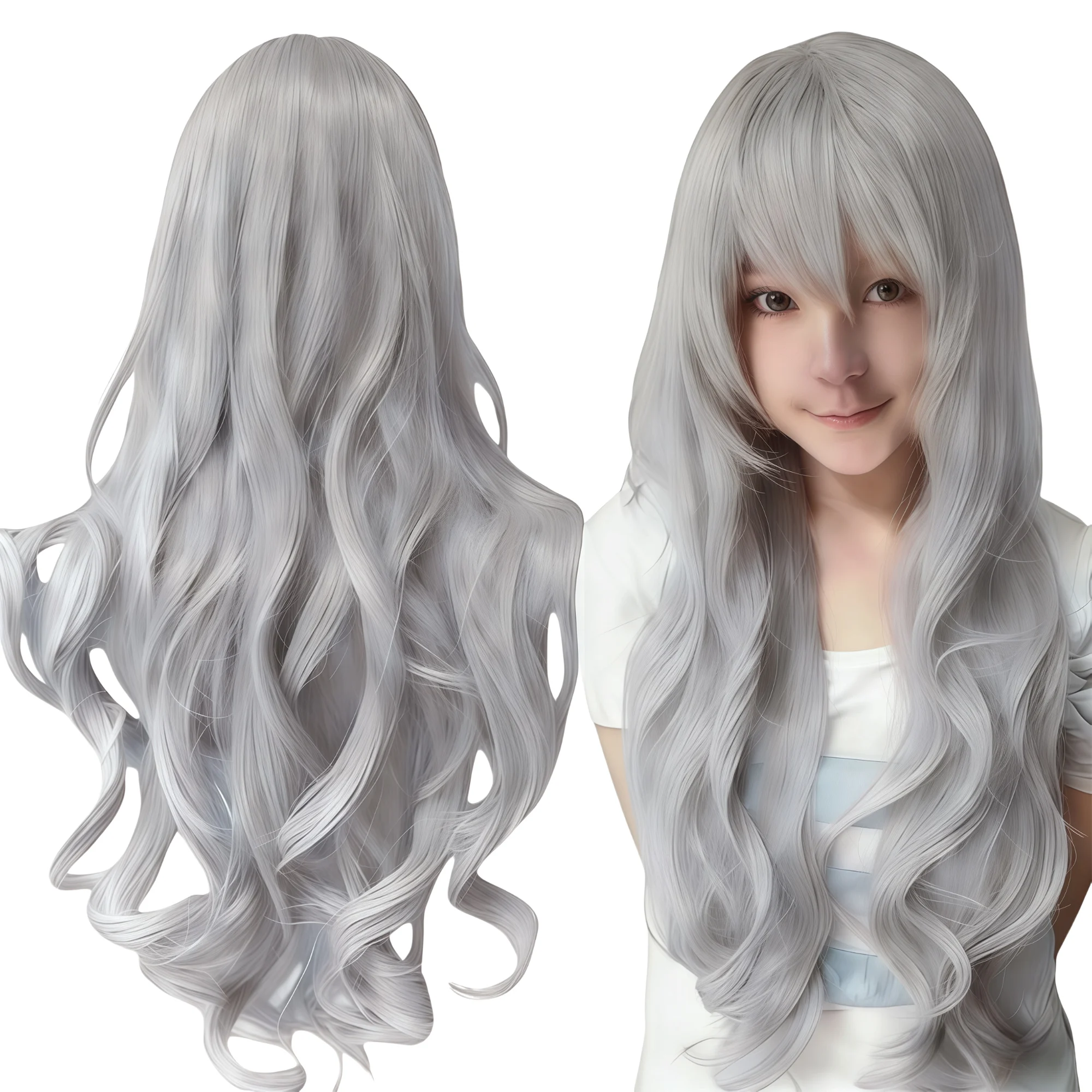 

Synthetic Hair Silver-grey Cosplay Wig Griffith Lolita Hair Curly Anime Wigs Hairpiece Suigintou Halloween Costume Wig