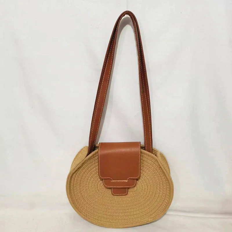 Cotton String round Bag Portable One-Shoulder Beach Vacation Women's Bag