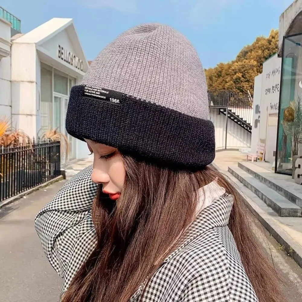 Unisex Autumn Winter Knitted Hat Soft Warm Woolen Hat Breathable Double-Sided Beanies Hat Women Men