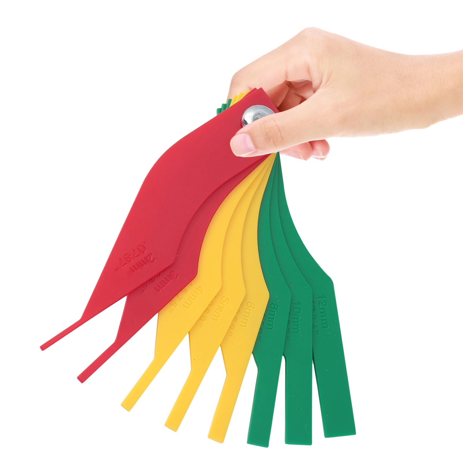 Jauge d'épaisseur de tampon, outil de mesure en plastique codé de couleur pour l'inspection des freins de voiture automobile, règle de détection rapide, jauge de voiture