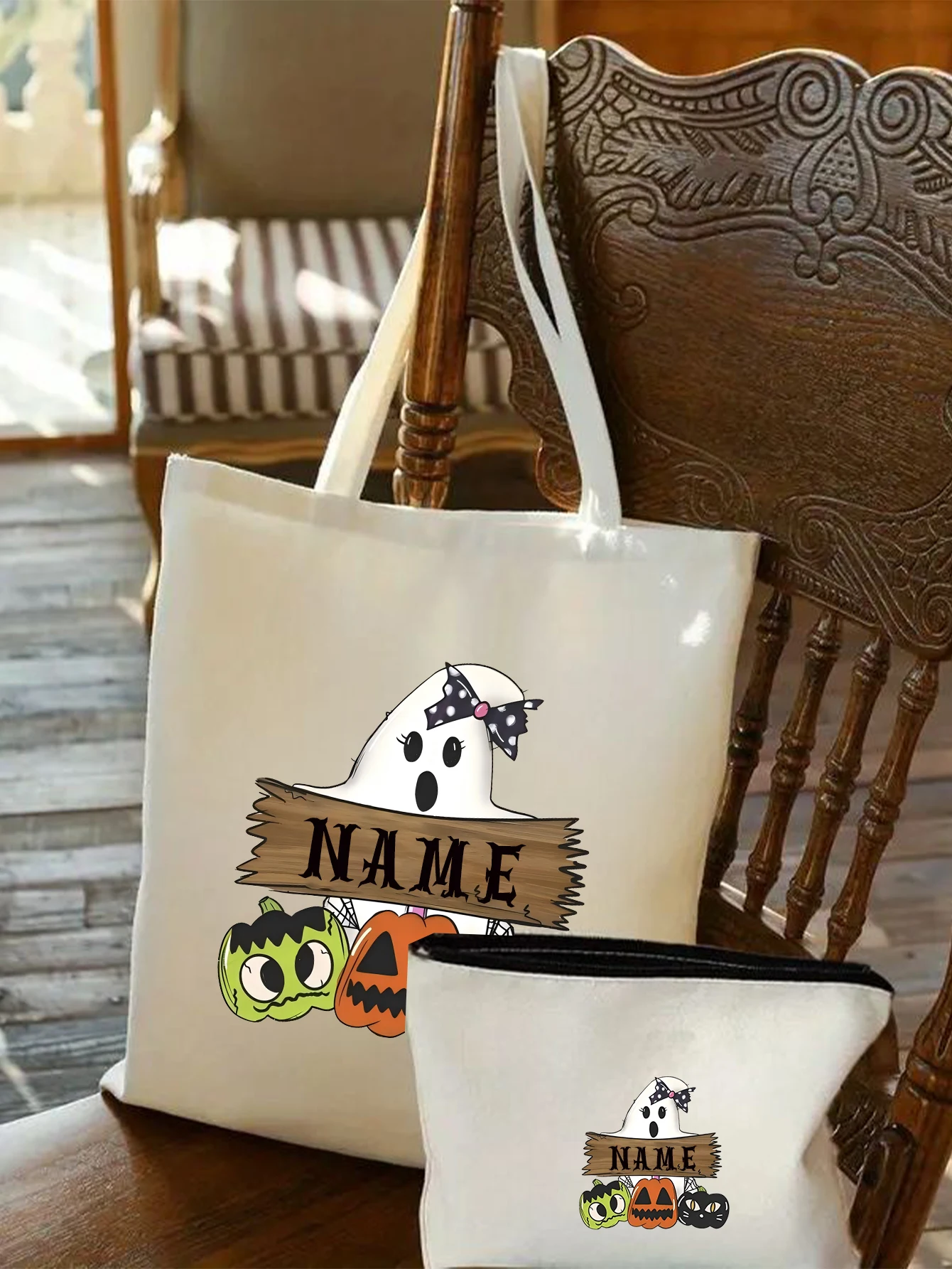 (Please contact customer service) Name hot stamping DIY customization, Halloween combination bag