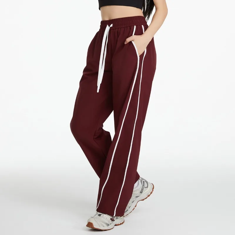 ​​2025 High Rise Streetwear Pants Women Straight Leg Oversized Joggers Curve Inclusive Loose Fit Lounge Pants Wide Leg Pants​​