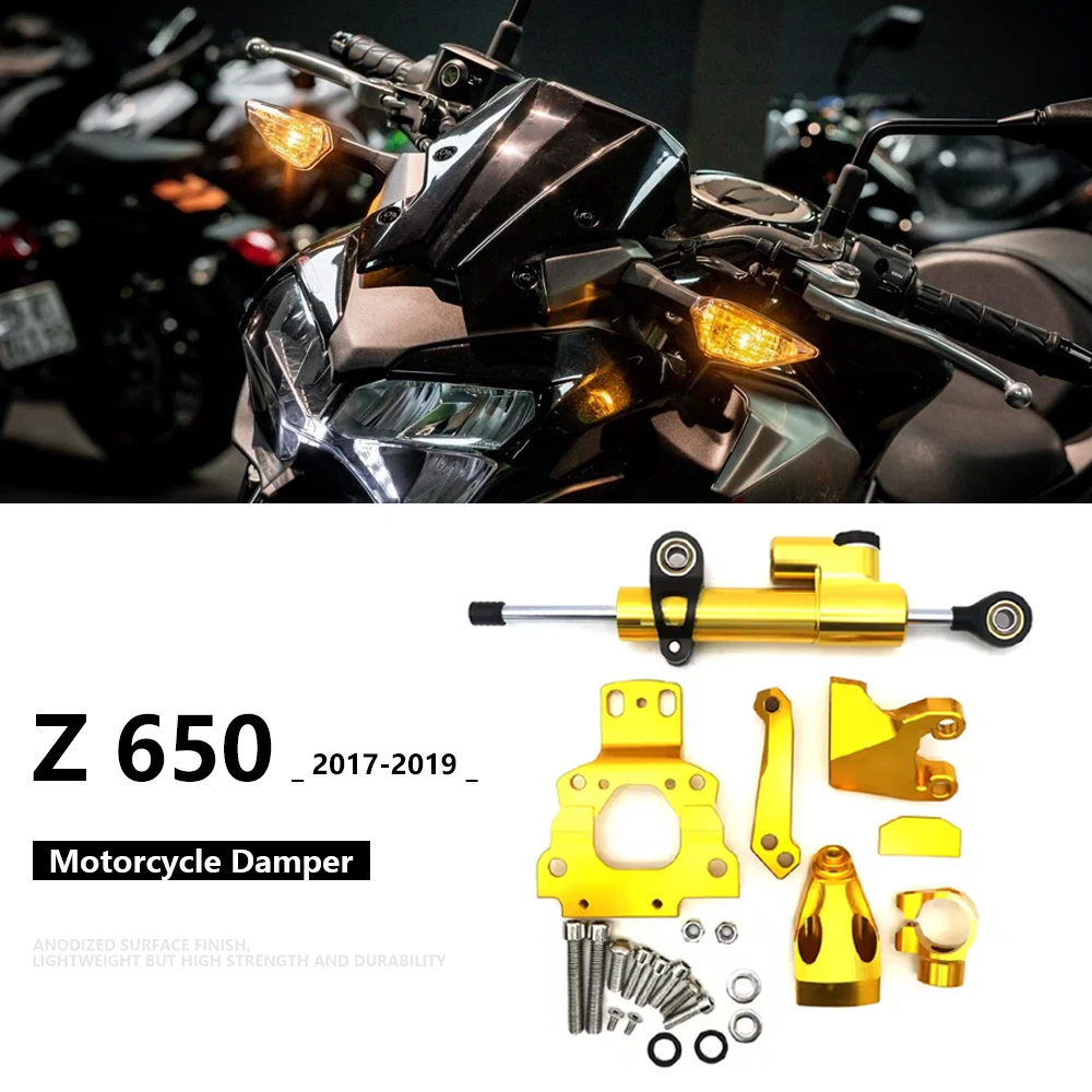 

Motorcycle For Kawasaki Z650 Z 650 2017-2025 2024 CNC Aluminum Adjustable Steering Stabilize Damper + Bracket Mount Support Kit