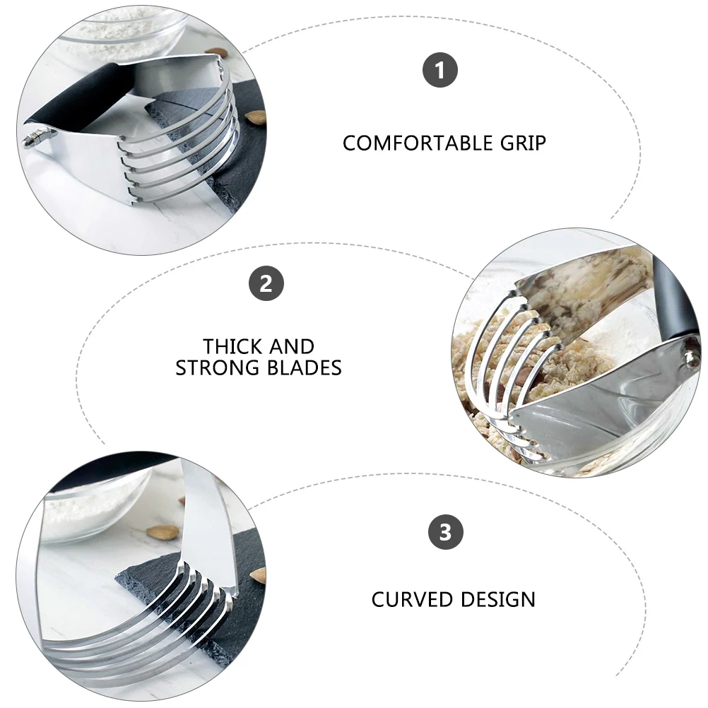 

Heavy Duty Stainless Steel Pastry Cutter Dough Tool Strong Blades Baking Cutter Rocking Design Ingredient Blender