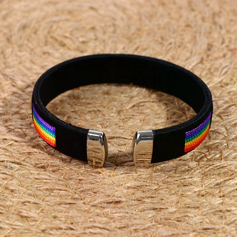 Lesbians Gays Bisexuals Rainbow Bangle Bracelets Rainbow Couple Open Bracelet