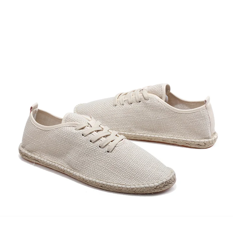 Classic Linen Casual Flats Shoes Men Espadrilles Loafers Fashion Women Canvas Shoes Casual Fisherman Driving Footwear Pluse Size