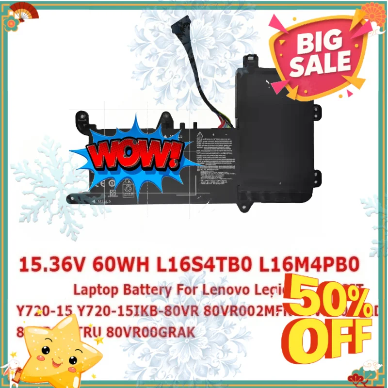SWZY L16M4PB0 15.36V 60Wh Laptop Battery for Lenovo Legion Y710 SIT Y720-15 Y720-15IKB-80VR 80VR002MFR 80VR004LAD Y720-15IKB L16