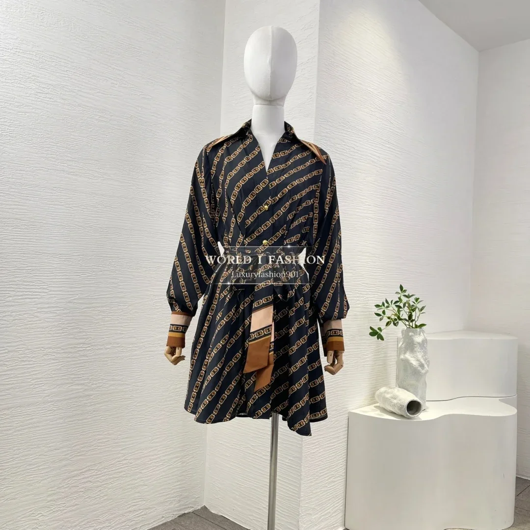 

Black Long Sleeve Floral Print Mini Dress 2025 New Design