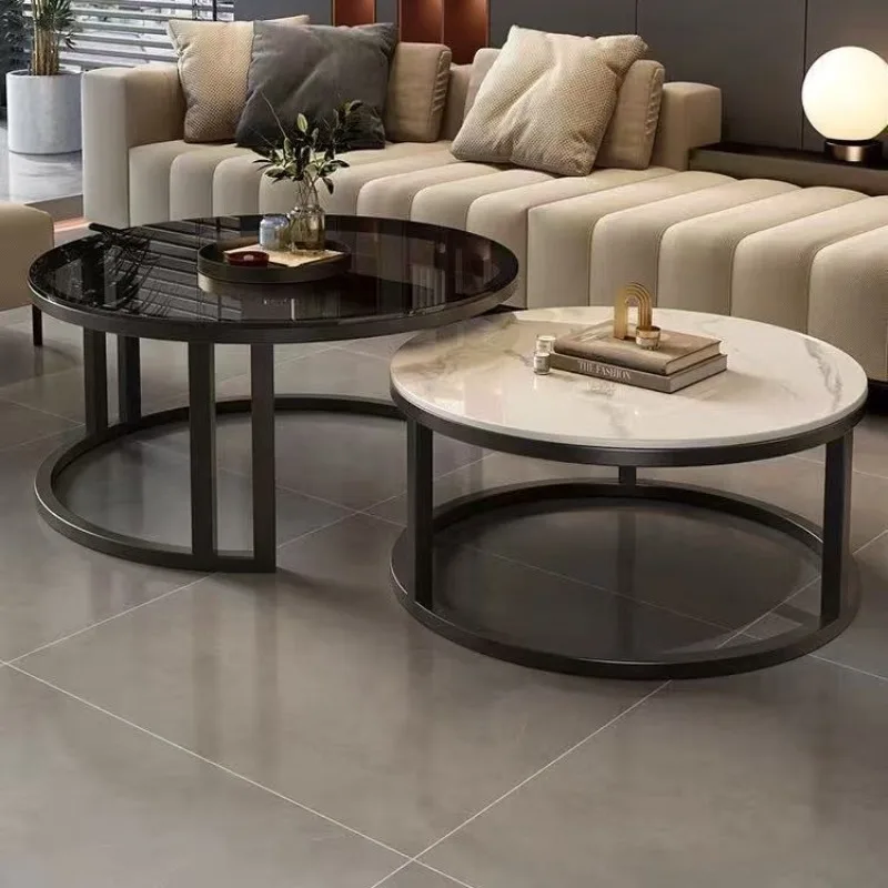 

Кофейный столик из каменной плиты для гостиной, новинка 2025 года, минималистичный, легкий люкс, складной, круглый, для дома, в стиле интернет-селебрити, с высоким эстетическим качеством