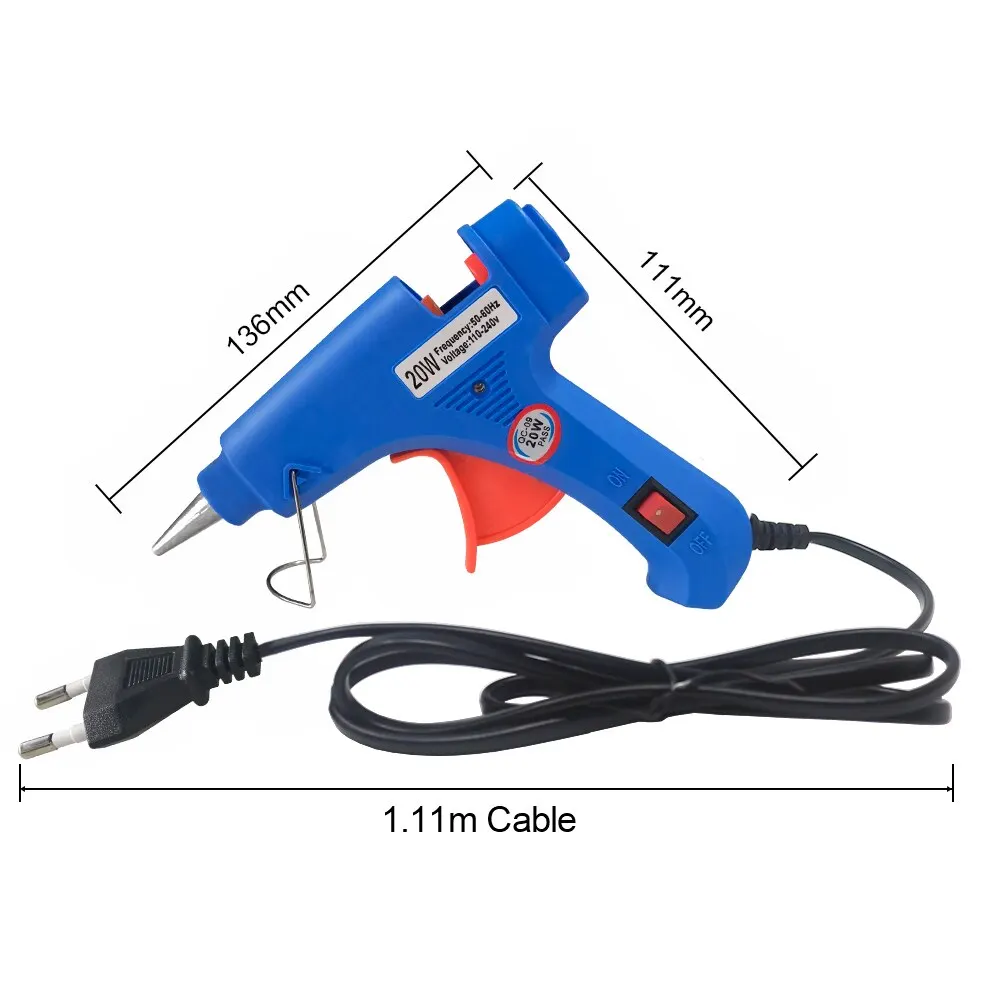 20W Hot Melt Glue Gun Household Industrial Mini Guns Electric Heat Temperature Tool With 7mm Glue Sticks