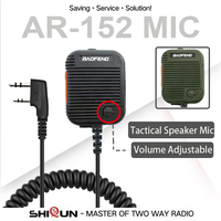 Baofeng AR-152 Tactical Speaker Mic Shoulder Microphone Volume Adjustable for UV-25L UV-K5 K6 UV5R UV-S9 UV-13 PRO Walkie Talkie