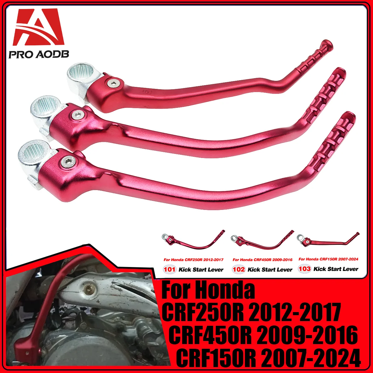 

For Honda CRF150R 2007-2024 CRF250 2012-2017 CRF450R 2009-2016 CRF Dirt bike Motocross CNC Forged Kick Start Starter Lever Pedal