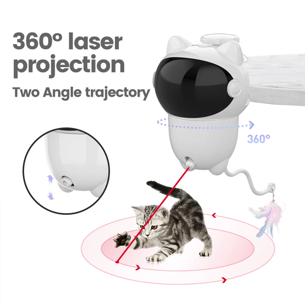 

360° Rotation Automatic Cat Toys Pet Interactive Smart Teasing LED Laser Electronic Cat Toy Accessories for All Cats