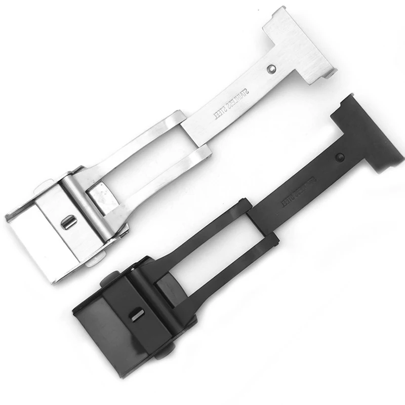 High Quality Button Double Press Folding Turtle Back Buckle Stainless Steel Buckles Silver 18mm 20mm 22mm Watch Strap Clasp