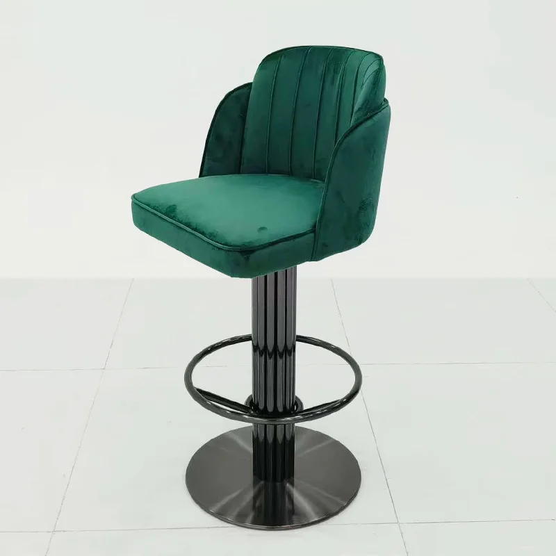 Factory stainless steel titanium black bar chair light luxury designer rotatable front desk chair bar coffee shop island high