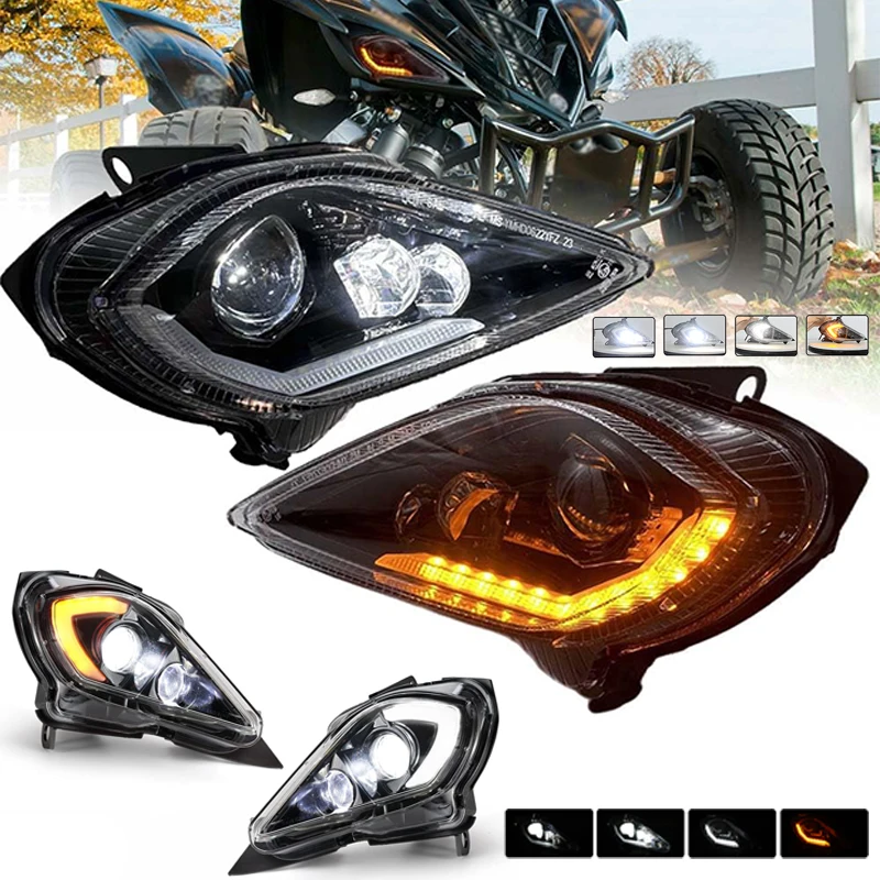 ATV H4 LED Headlight for Yamaha Raptor 700R 250 350 Headlamp YFZ450R Wolverine 450 2006-2023 DRL Front Lamp Turn Signal Light