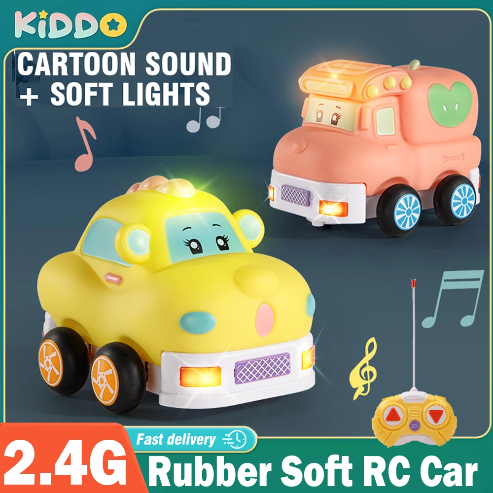 2.4G Remote Control Vinyl Cartoon Car High Strength Collision Resistance RC Sports Lighting Car Kids Toy for Children Gift