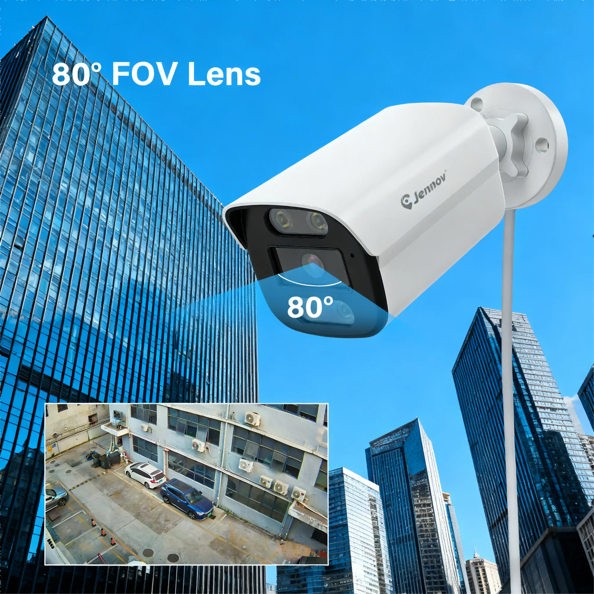 كاميرا Jennov 4K 8MP POE IP الأمن Hikvision متوافقة مع الصوت في الهواء الطلق 2-Way تتبع السيارات أمن الوطن نظام NVR IP66