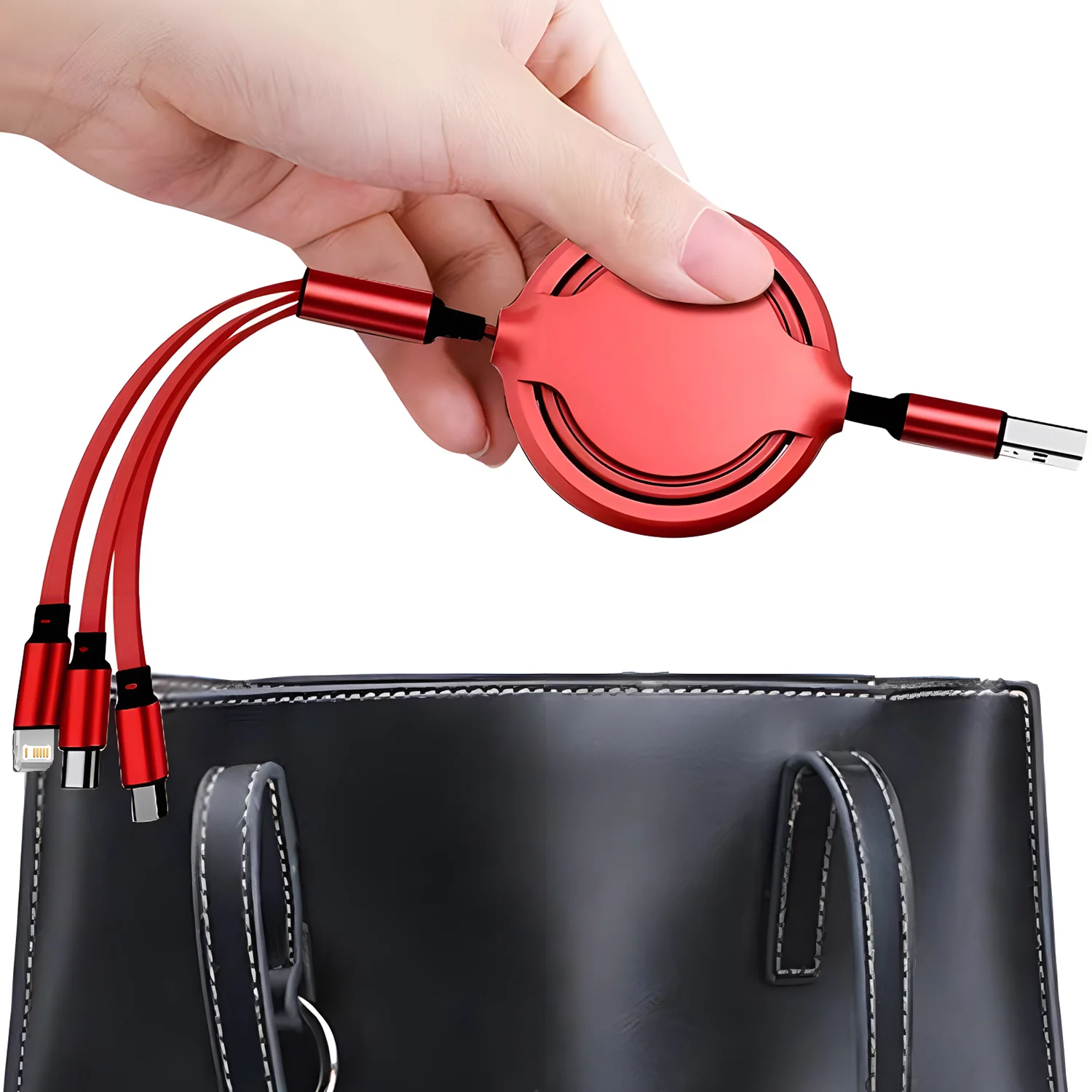 Câble télescopique 3 en 1 adapté aux téléphones mobiles Android de type C, câble USB de charge rapide 3A pour iPhone, câble USB C
